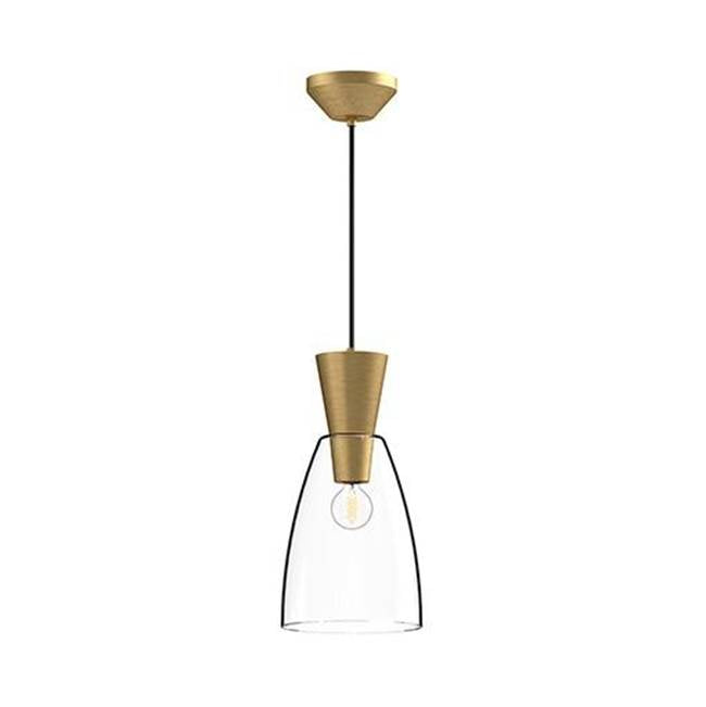 Alora Lighting Arlo 7-in Brushed Gold/clear Glass 1 Light Pendant