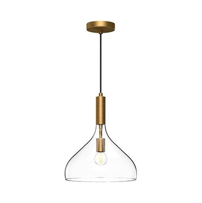 Alora Lighting Belleview 12-in Aged Gold/clear Glass 1 Light Pendant