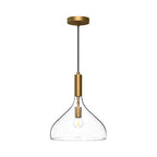 Alora Lighting Belleview 12-in Aged Gold/clear Glass 1 Light Pendant