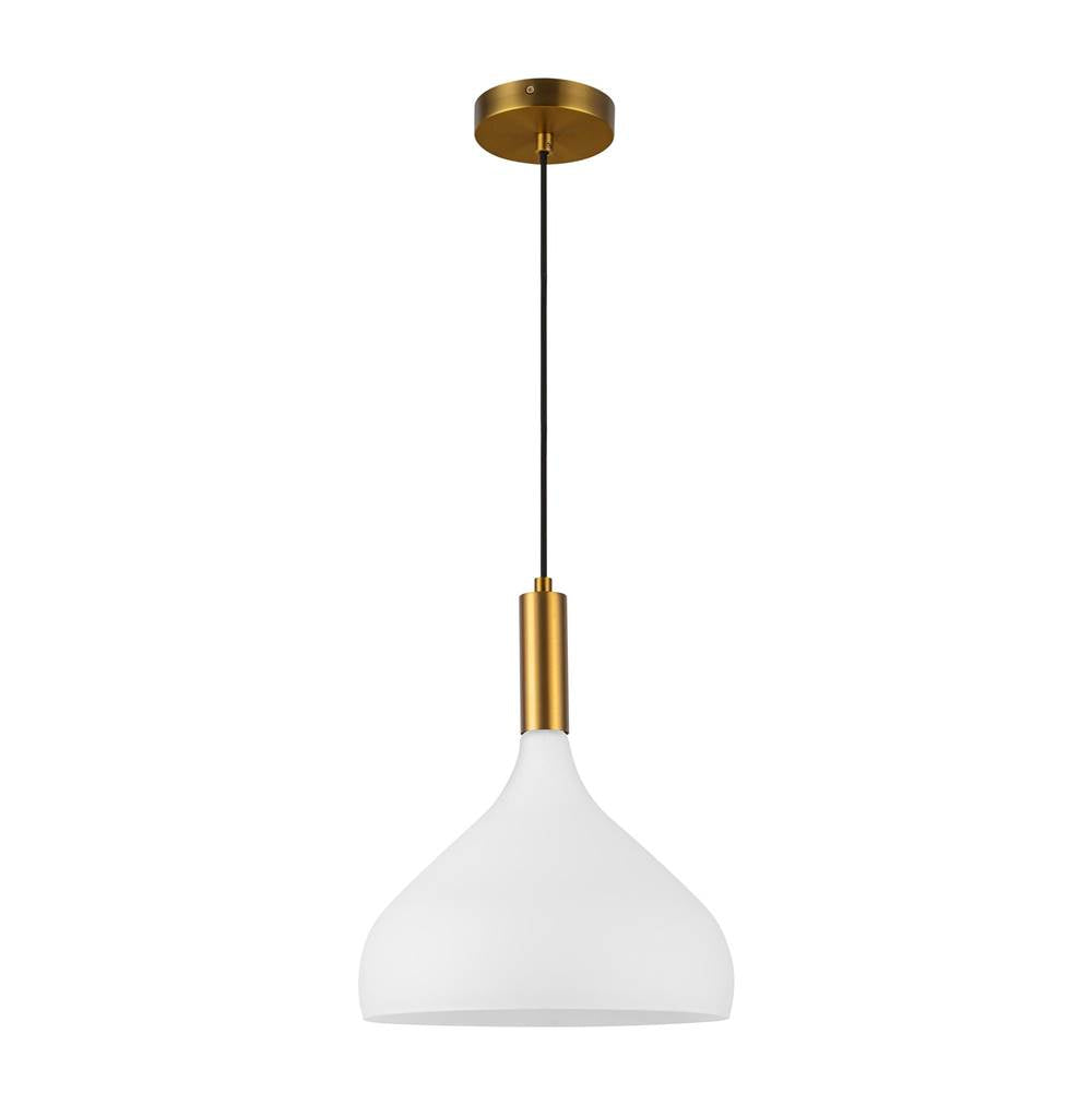 Alora Lighting Belleview 12-in Aged Gold/clear Glass 1 Light Pendant