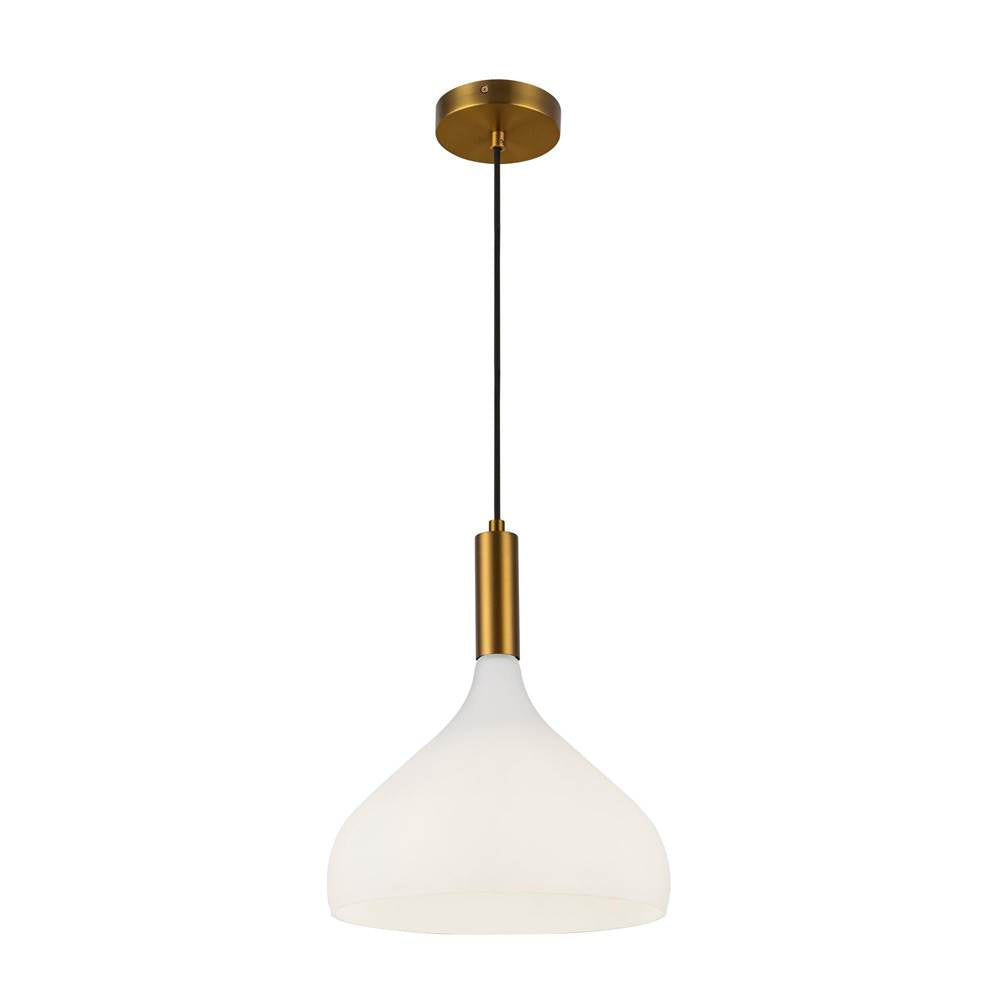 Alora Lighting PD532312AGOP Aged Gold,Opal Glass Belleview 12-in Aged Brass/opal Glass 1 Light Pendant Image 5