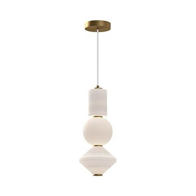 Alora Lighting Bijou 8-in Aged Gold/opal Matte Glass Led Pendant