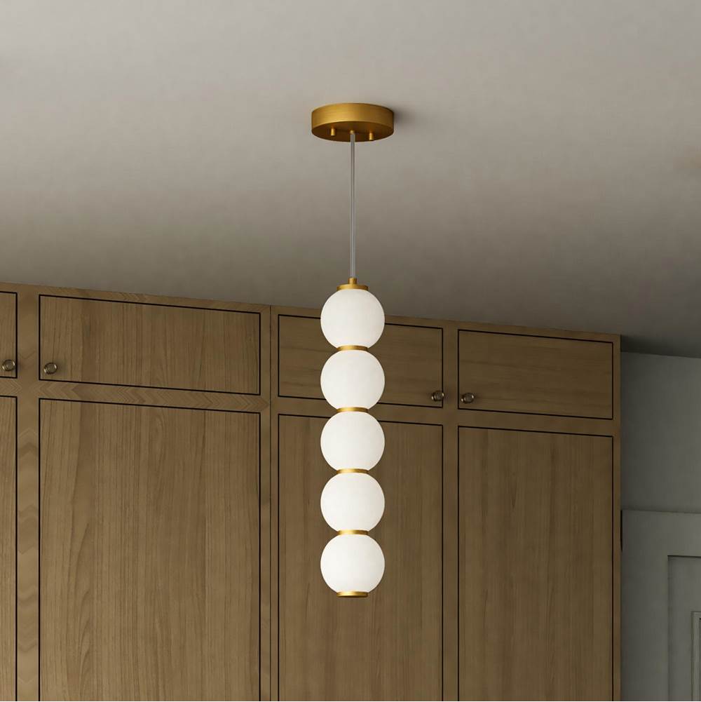 Alora Lighting PD531515AGOP-UNV Aged Gold,Opal Matte Glass Bijou 5-in Aged Gold/opal Matte Glass Led Pendant Image 3