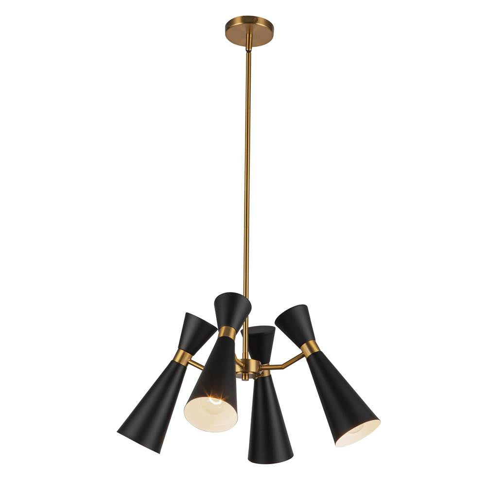 Alora Lighting Blake 24-in Matte Black/aged Gold Socket Chandelier
