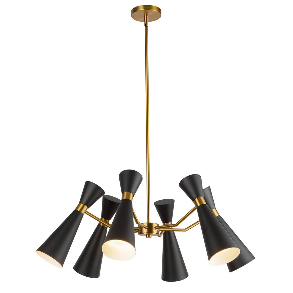 Alora Lighting Blake 32-in Matte Black/aged Gold Socket Chandelier