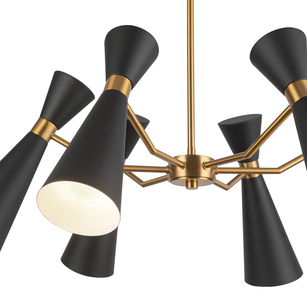 Alora Lighting CH574632MBAG Matte Black,Aged Gold Blake 32-in Matte Black/aged Gold Socket Chandelier Image 4