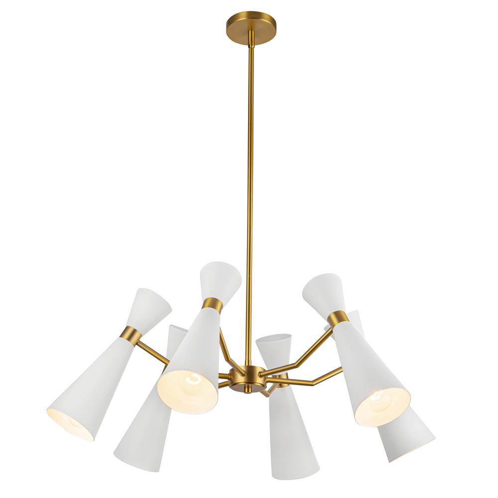 Alora Lighting CH574632WHAG White,Aged Gold Blake 32-in White/aged Gold Socket Chandelier Image 4