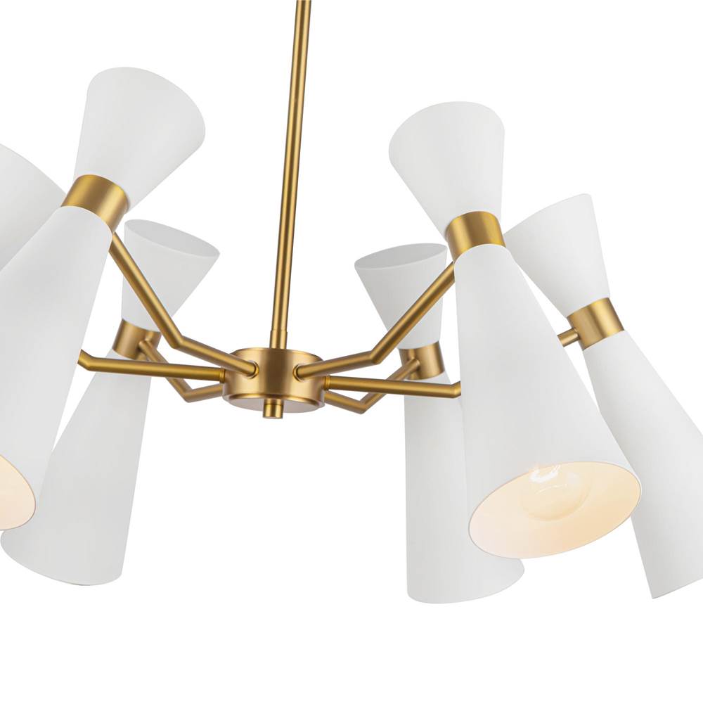 Alora Lighting CH574632WHAG White,Aged Gold Blake 32-in White/aged Gold Socket Chandelier Image 3