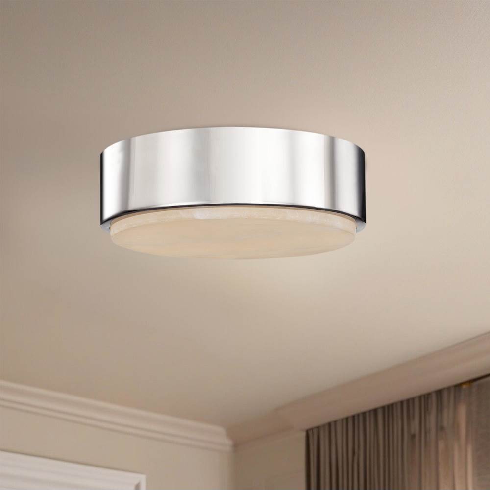 Alora Lighting Blanco 8-in Polished Nickel/alabaster Led Flush Mount