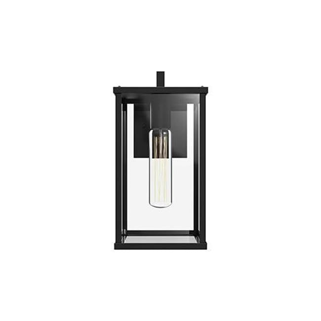 Alora Lighting Brentwood 12-in Clear Glass/textured Black 1 Light Exterior Wall Sconce
