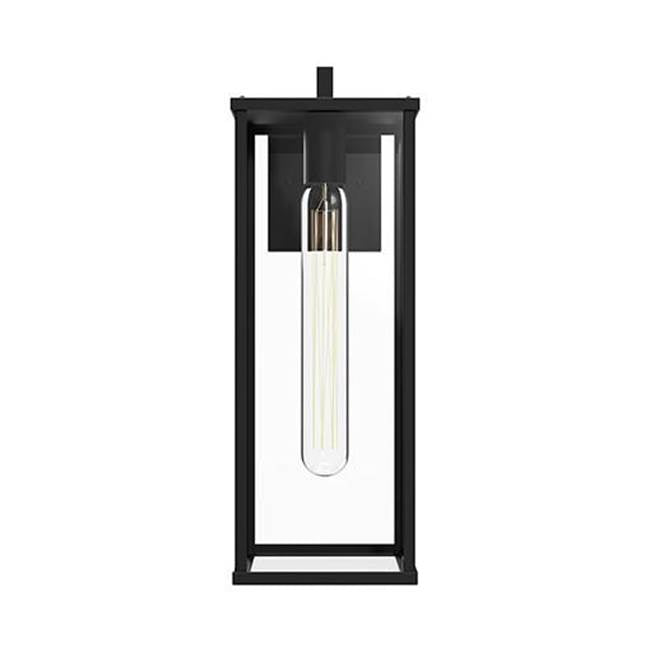 Alora Lighting Brentwood 17-in Clear Glass/textured Black 1 Light Exterior Wall Sconce