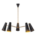 Alora Lighting Brickell 45-in Matte Black/hazelnut Leather 5 Lights Chandeliers