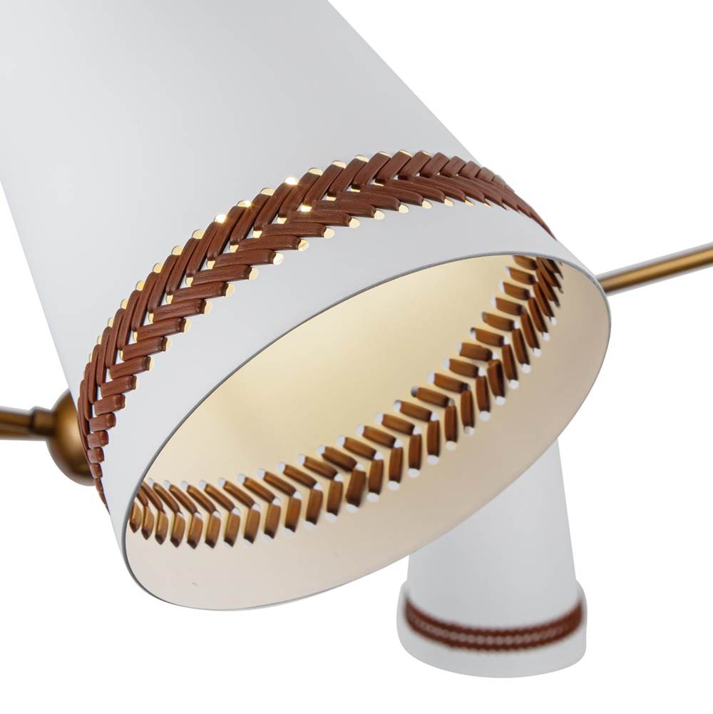 Alora Lighting Brickell 45-in Matte Black/hazelnut Leather 5 Lights Chandeliers