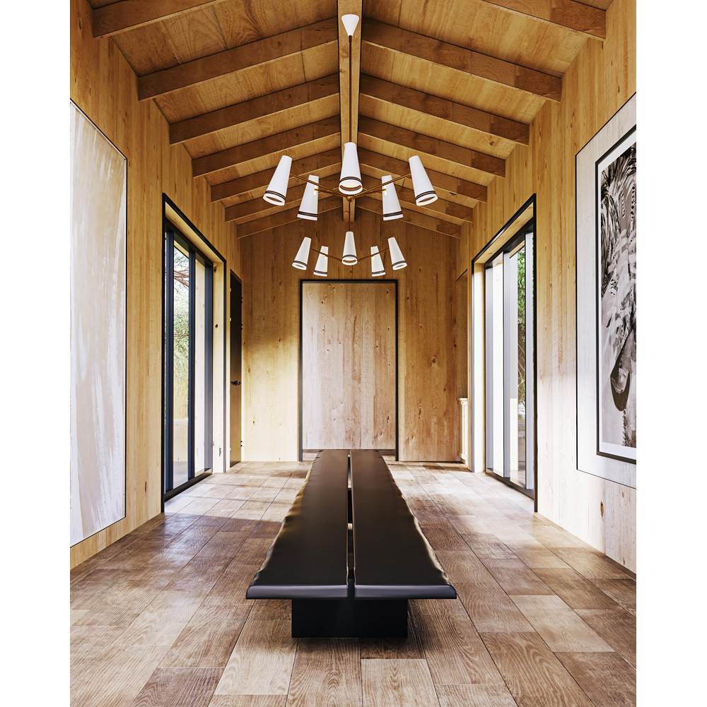 Alora Lighting CH342545MWHL Matte White,Hazelnut Leather Brickell 45-in Matte White/hazelnut Leather 5 Lights Chandeliers Image 2