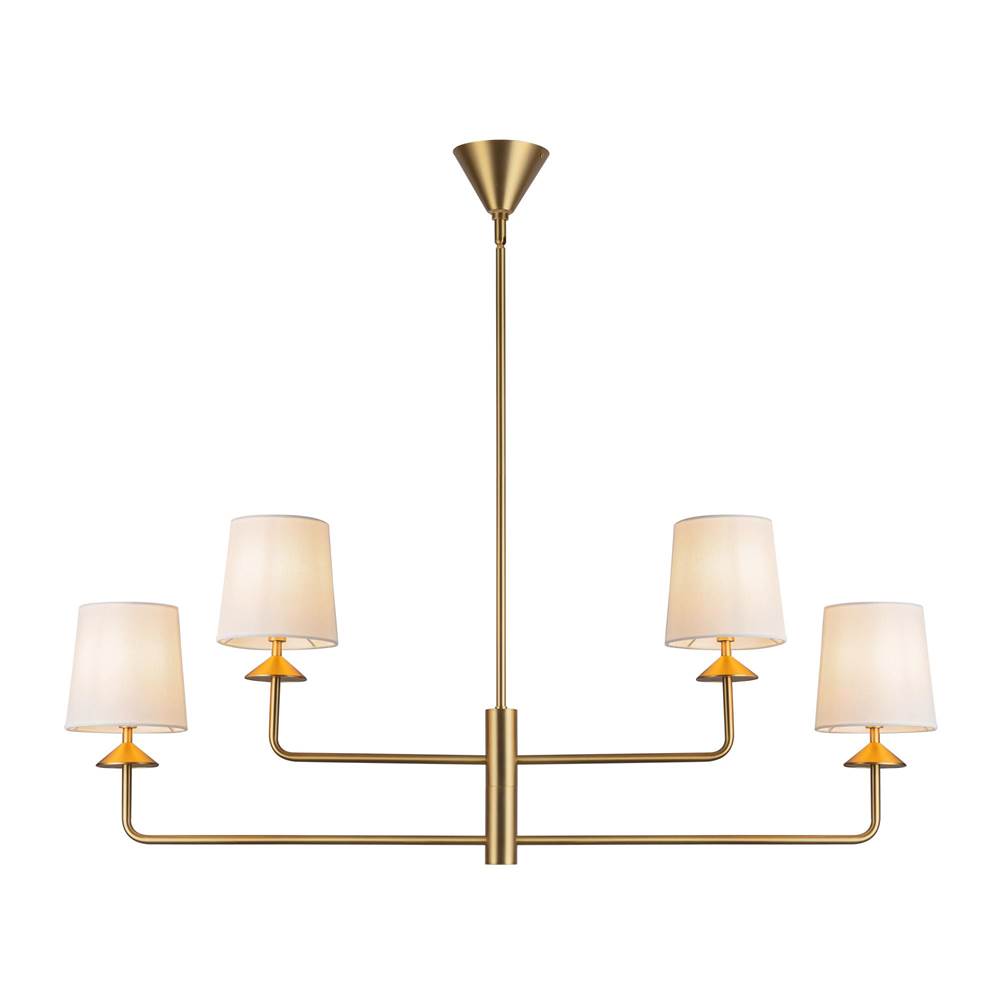 Alora Lighting Bridgette 45-in Brushed Gold/white Linen Socket Chandelier