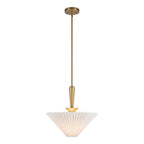 Alora Lighting PD497016BGFW Brushed Gold,Folded White Bridgette 16-in Brushed Gold/folded White Socket Pendant Image 1