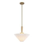 Alora Lighting Bridgette 16-in Brushed Gold/folded White Socket Pendant