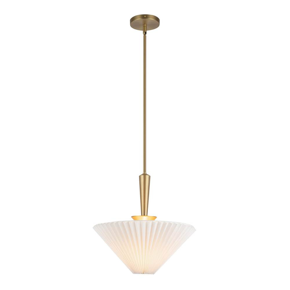 Alora Lighting Bridgette 16-in Brushed Gold/folded White Socket Pendant