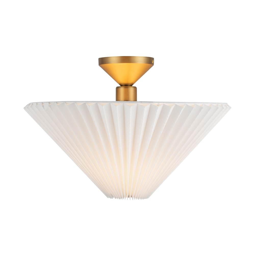 Alora Lighting SF497016BGFW Brushed Gold,Folded White Bridgette 16-in Brushed Gold/folded White Socket Semi-flush Mount Image 1