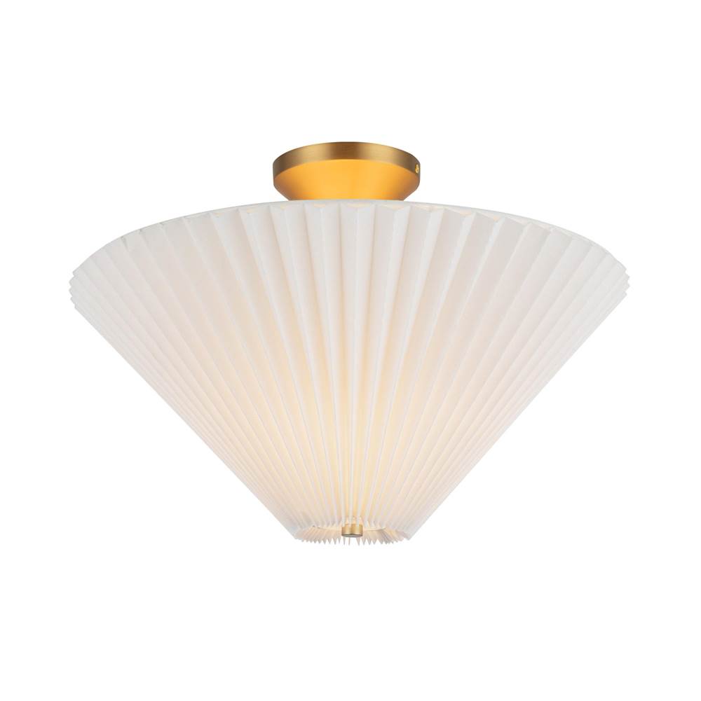 Alora Lighting Bridgette 16-in Brushed Gold/folded White Socket Semi-flush Mount