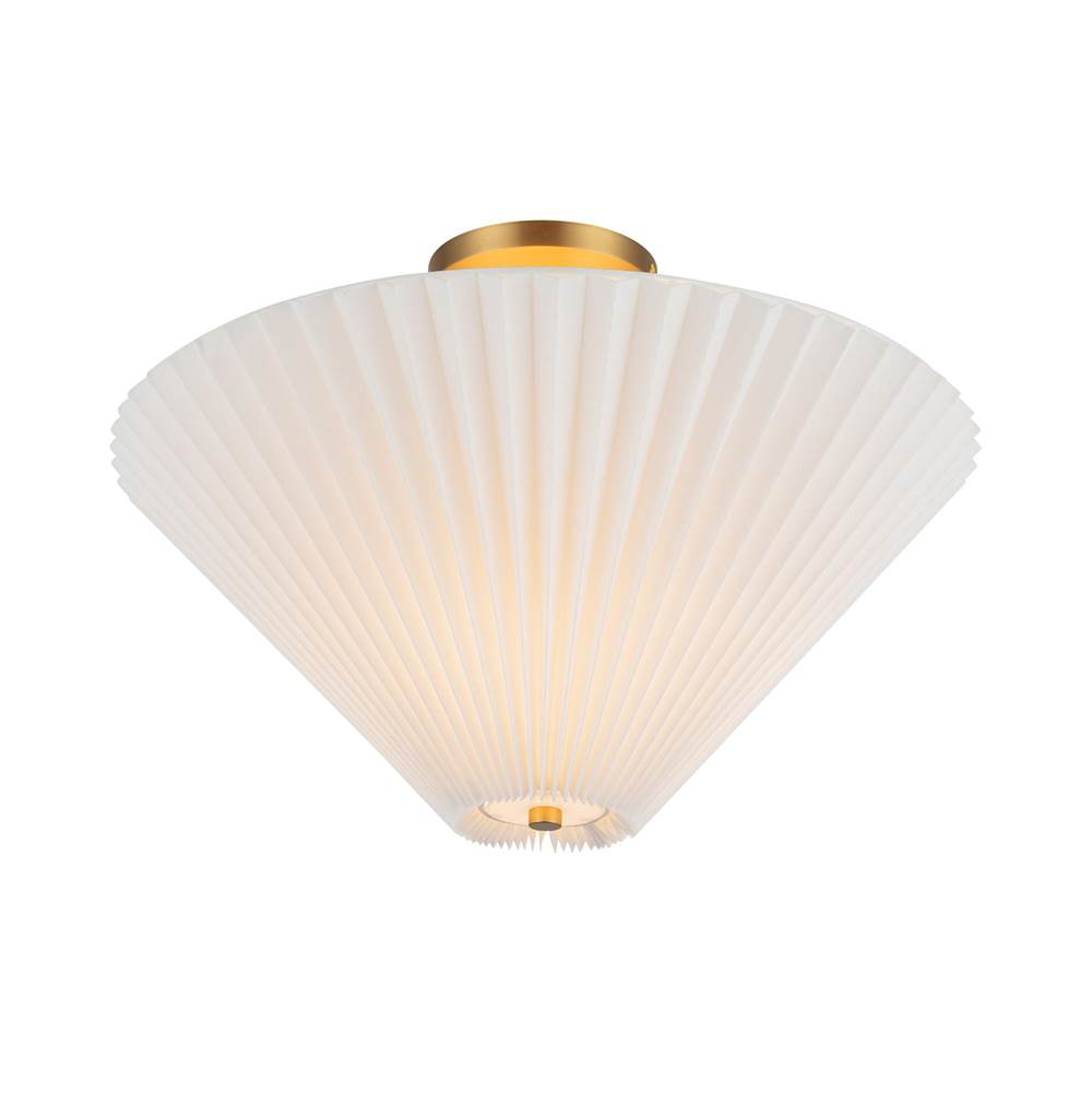 Alora Lighting SF497016BGFW Brushed Gold,Folded White Bridgette 16-in Brushed Gold/folded White Socket Semi-flush Mount Image 4