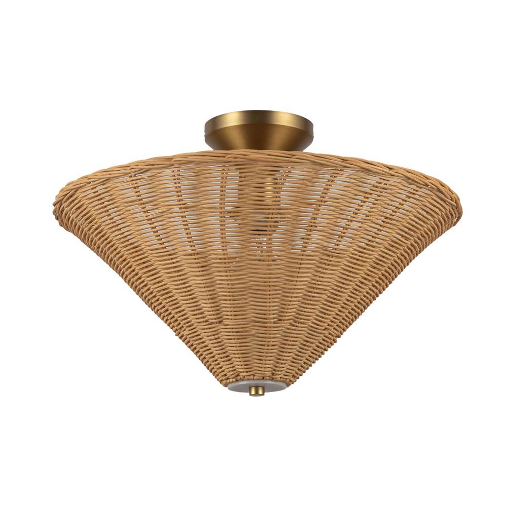 Alora Lighting Bridgette 16-in Brushed Gold/folded White Socket Semi-flush Mount