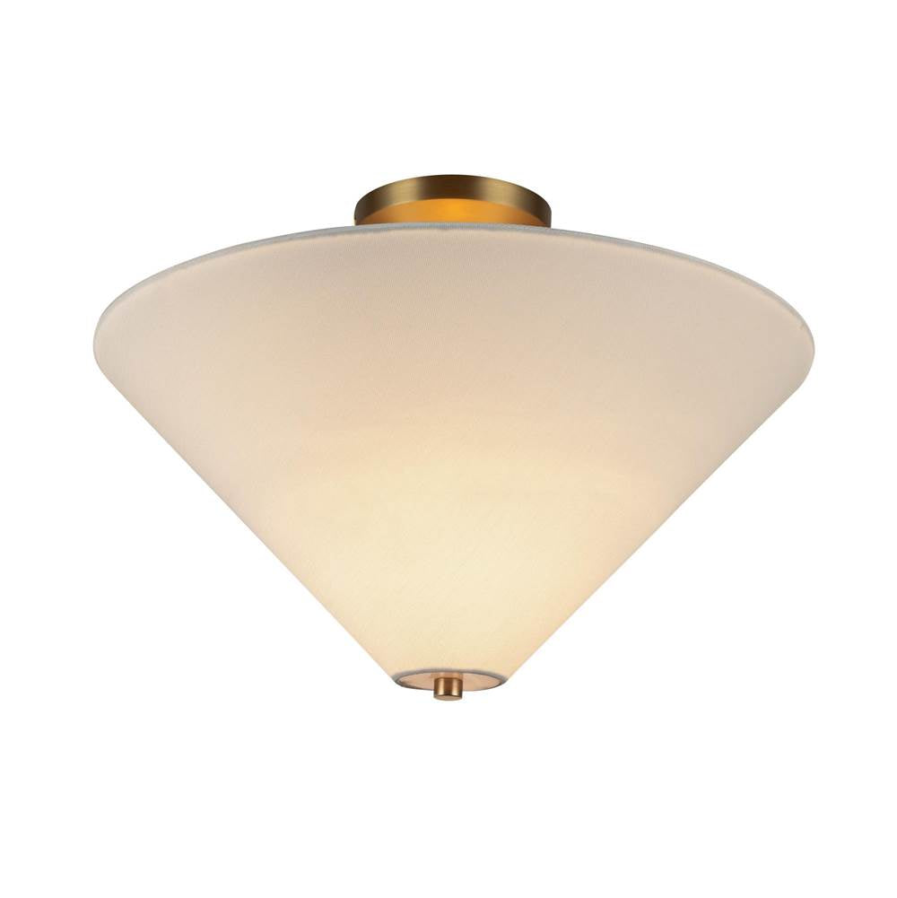 Alora Lighting Bridgette 16-in Brushed Gold/folded White Socket Semi-flush Mount