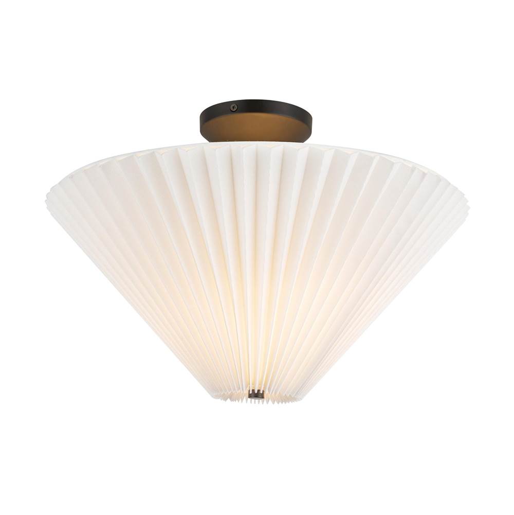 Alora Lighting Bridgette 16-in Brushed Gold/folded White Socket Semi-flush Mount