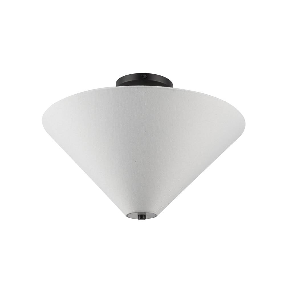 Alora Lighting SF497016MBWL Matte Black,White Linen Bridgette 16-in Matte Black/white Linen Socket Semi-flush Mount Image 3