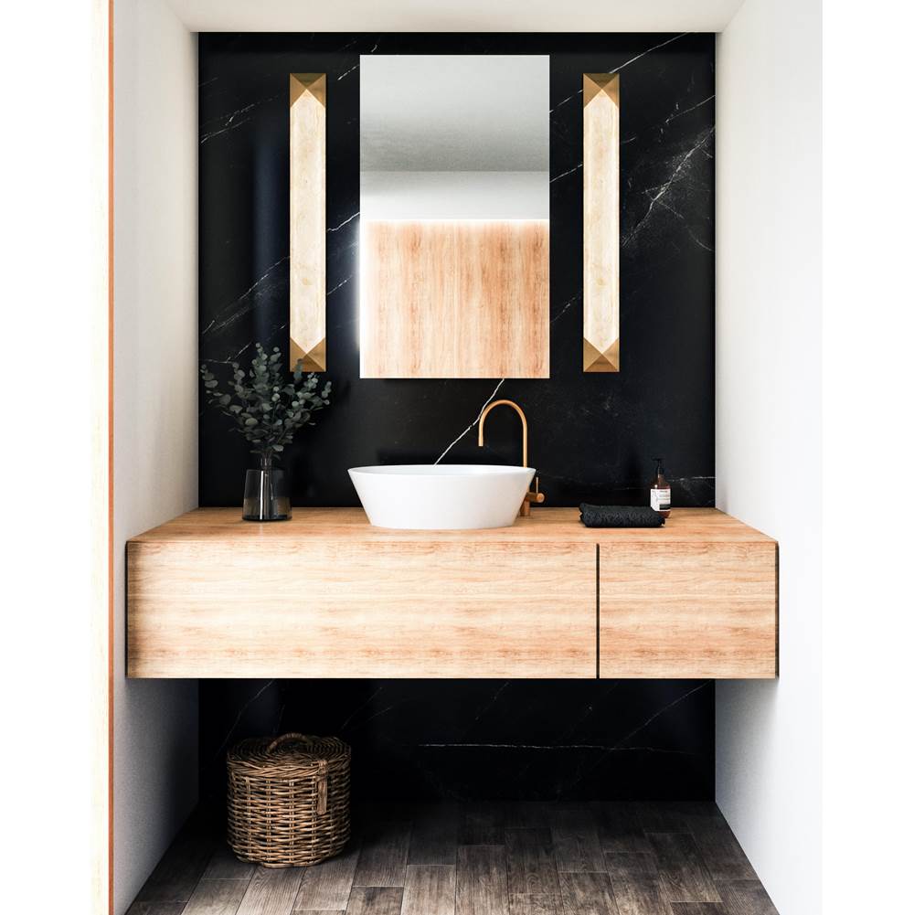 Alora Lighting Caesar 25-in Polished Nickel/alabaster Led Wall/vanity