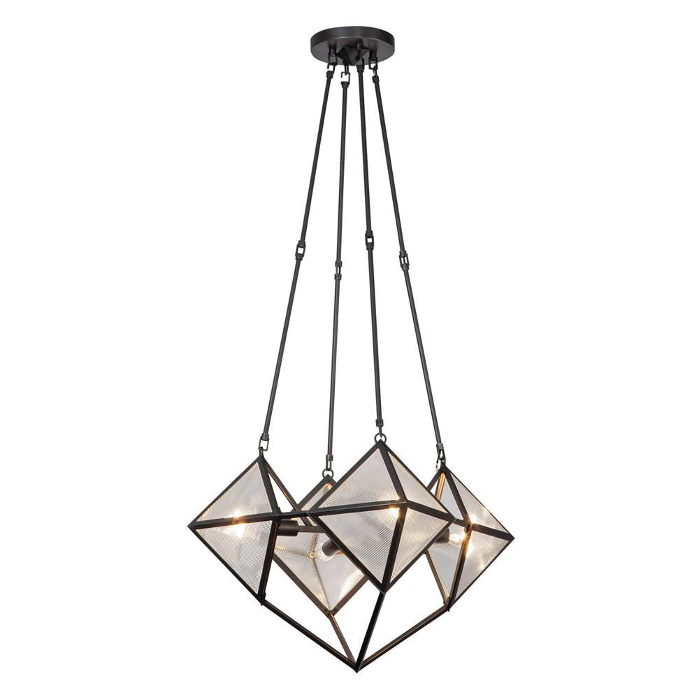 Alora Lighting CH332421UBCR Ribbed Glass,Urban Bronze Cairo 21-in Ribbed Glass/urban Bronze 4 Lights Chandeliers Image 1