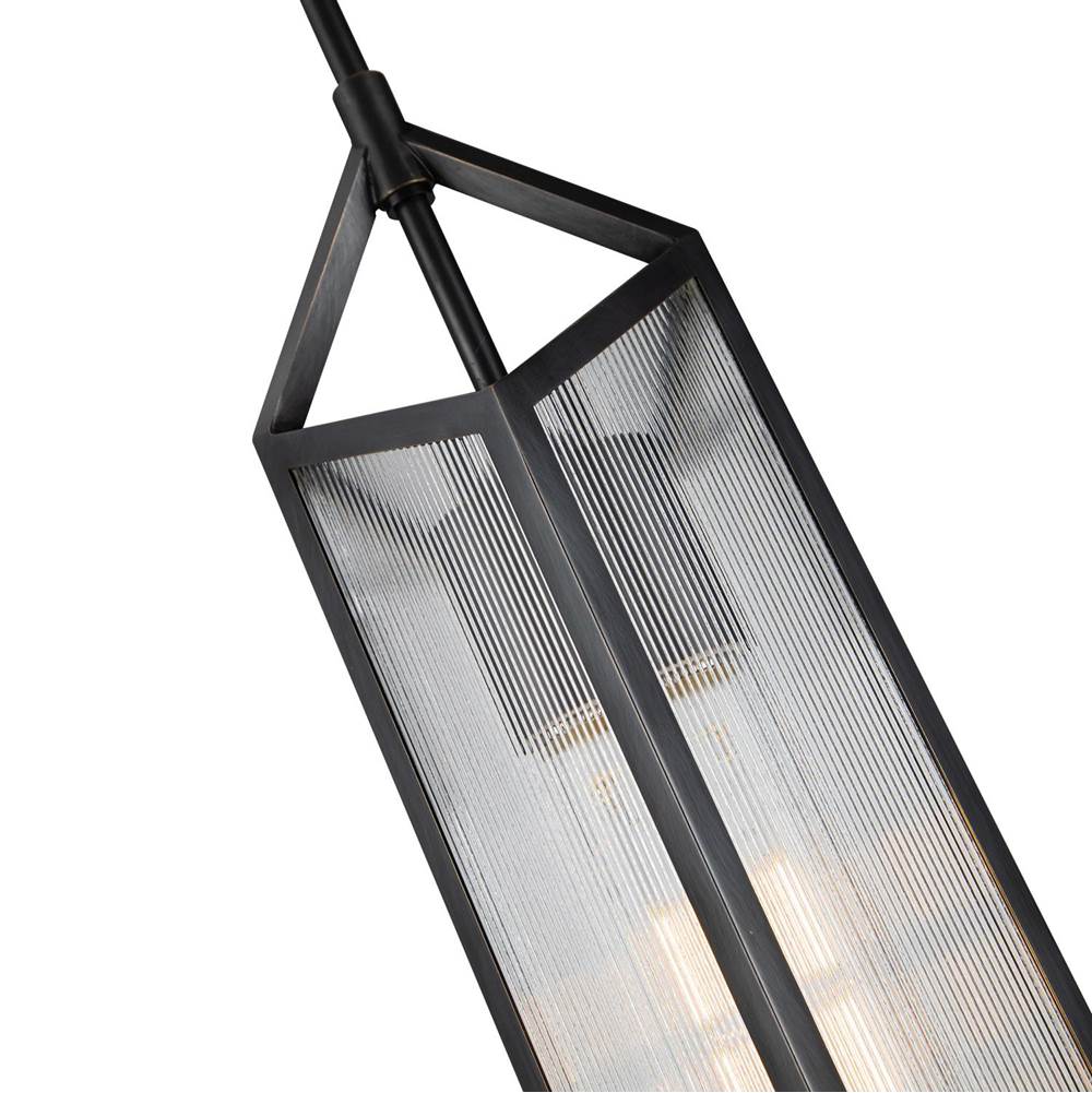 Alora Lighting Cairo 19-in Ribbed Glass/urban Bronze 1 Light Pendant