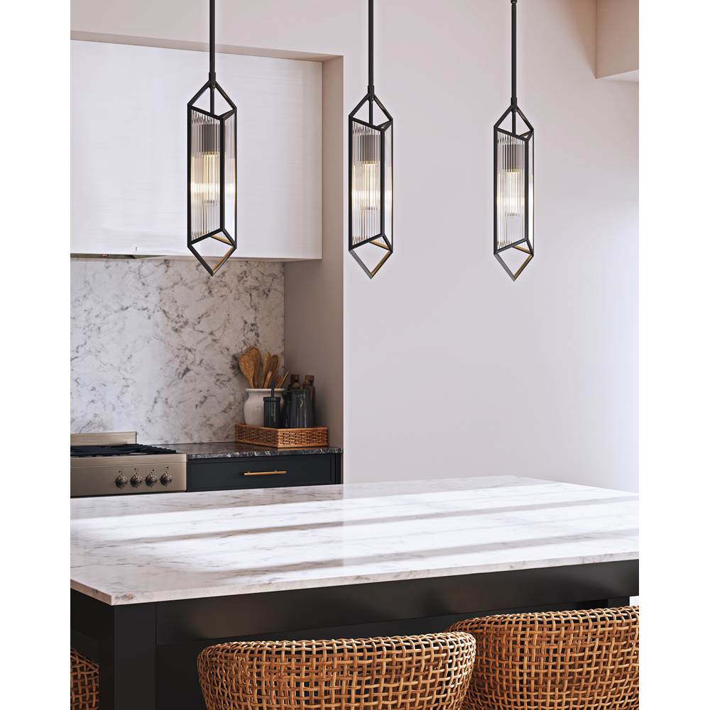 Alora Lighting PD332119UBCR Ribbed Glass,Urban Bronze Cairo 19-in Ribbed Glass/urban Bronze 1 Light Pendant Image 2