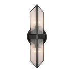 Alora Lighting Cairo 15-in Ribbed Glass/urban Bronze 2 Lights Wall/vanity
