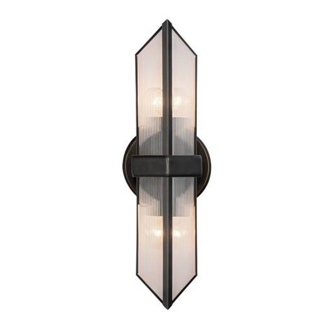 Alora Lighting Cairo 15-in Ribbed Glass/urban Bronze 2 Lights Wall/vanity