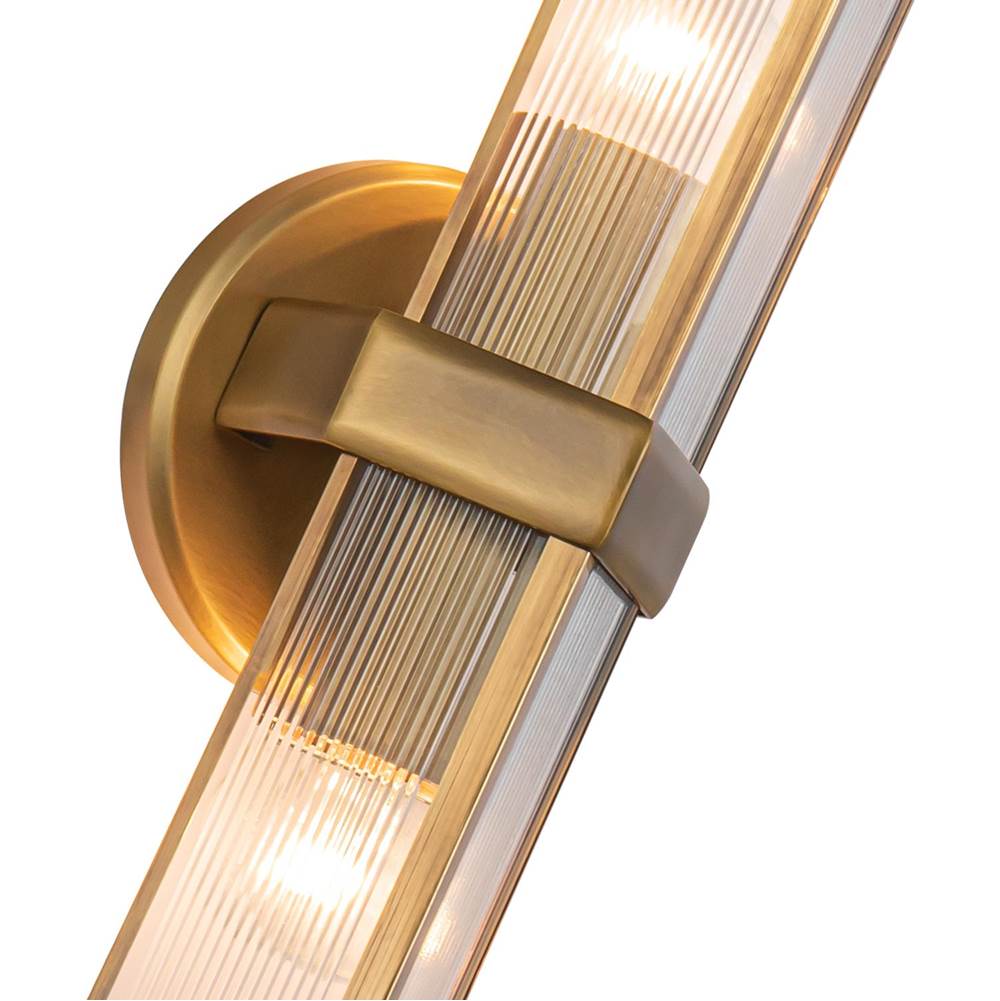 Alora Lighting WV332815VBCR Ribbed Glass,Vintage Brass Cairo 15-in Ribbed Glass/vintage Brass 2 Lights Wall/vanity Image 2