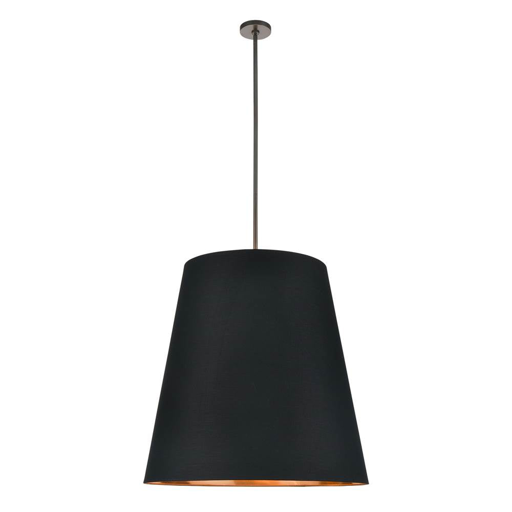 Alora Lighting Calor 30-in Black Linen With Gold Parchment/urban Bronze 3 Lights Pendant