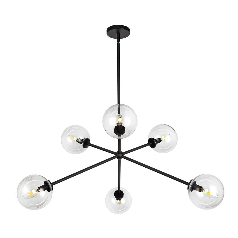 Alora Lighting Cassia 40-in Aged Brass/clear Glass 6 Lights Chandelier