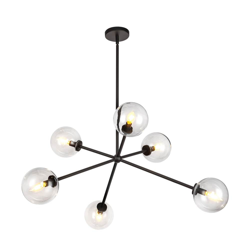 Alora Lighting CH549640MBCL Matte Black,Clear Glass Cassia 40-in Matte Black/clear Glass 6 Lights Chandelier Image 4