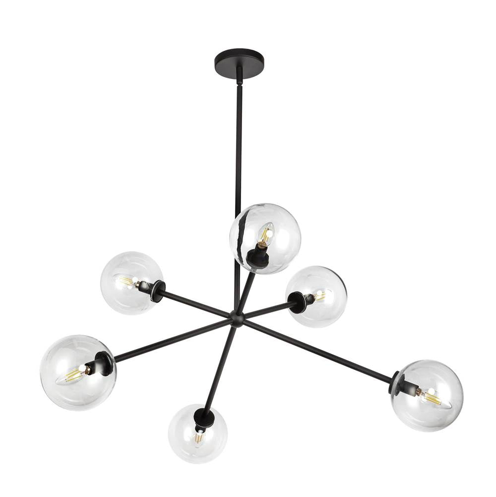 Alora Lighting CH549640MBCL Matte Black,Clear Glass Cassia 40-in Matte Black/clear Glass 6 Lights Chandelier Image 3