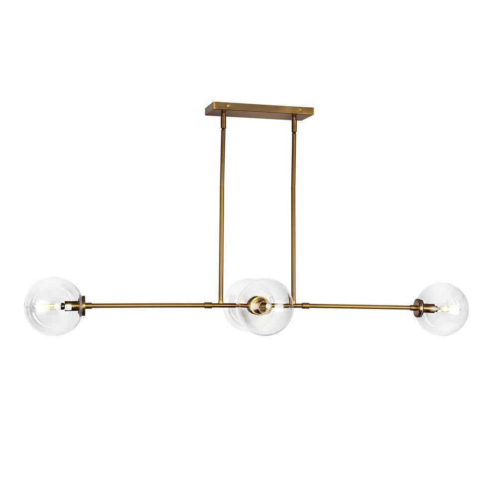 Alora Lighting Cassia 48-in Aged Brass/clear Glass 4 Lights Linear Pendant