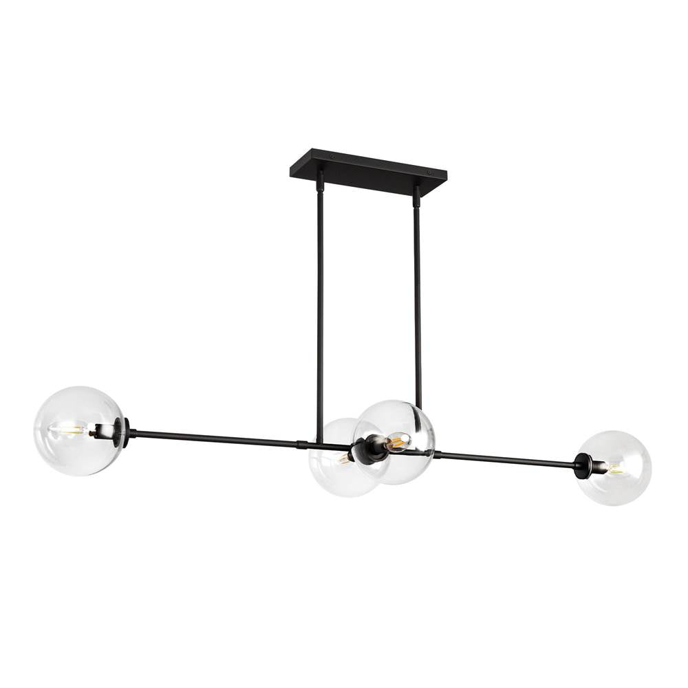 Alora Lighting LP549448MBCL Matte Black,Clear Glass Cassia 48-in Matte Black/clear Glass 4 Lights Linear Pendant Image 4