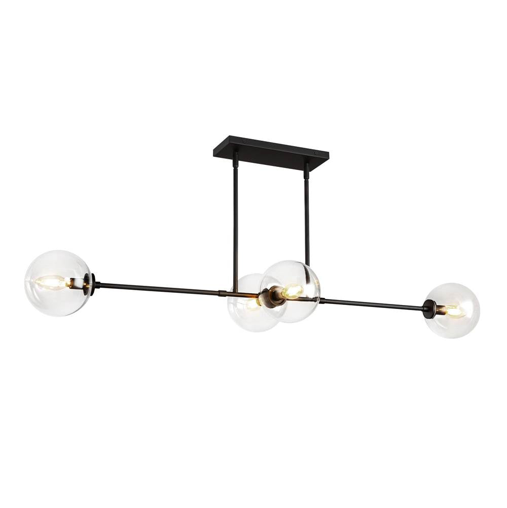 Alora Lighting LP549448MBCL Matte Black,Clear Glass Cassia 48-in Matte Black/clear Glass 4 Lights Linear Pendant Image 3