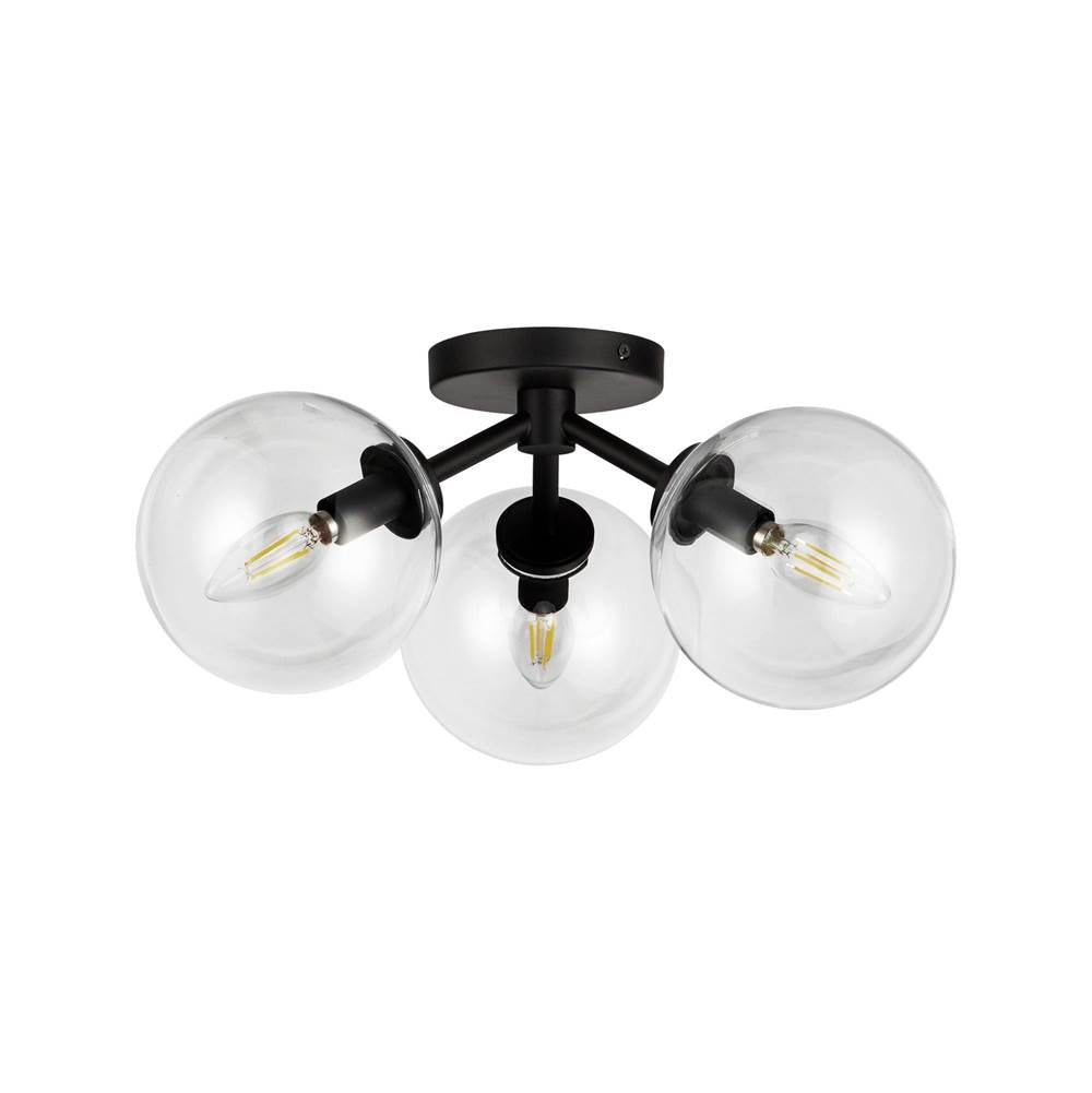 Alora Lighting Cassia 15-in Aged Brass/clear Glass 3 Lights Semi-flush