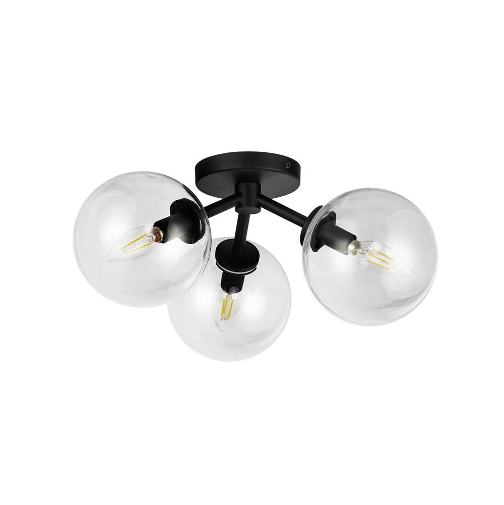 Alora Lighting SF549315MBCL Matte Black,Clear Glass Cassia 15-in Matte Black/clear Glass 3 Lights Semi-flush Image 4