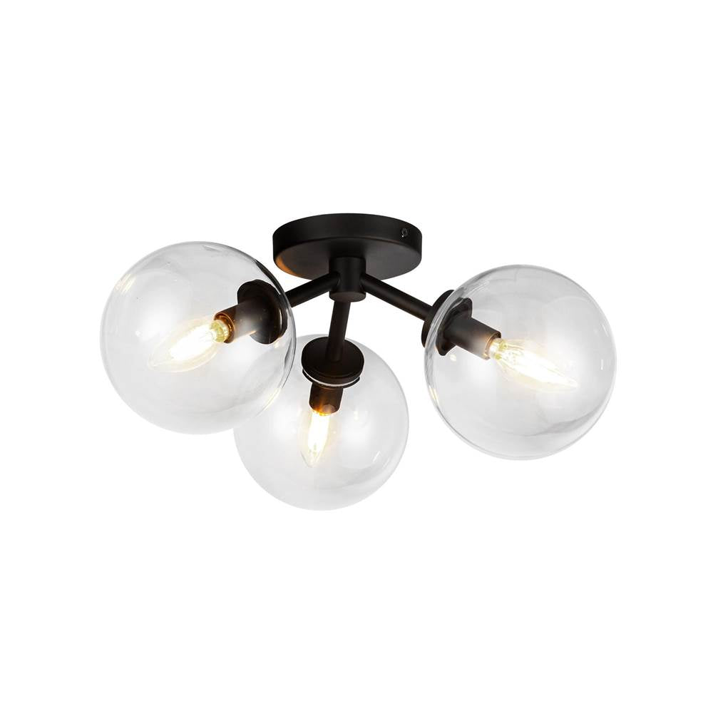 Alora Lighting SF549315MBCL Matte Black,Clear Glass Cassia 15-in Matte Black/clear Glass 3 Lights Semi-flush Image 3