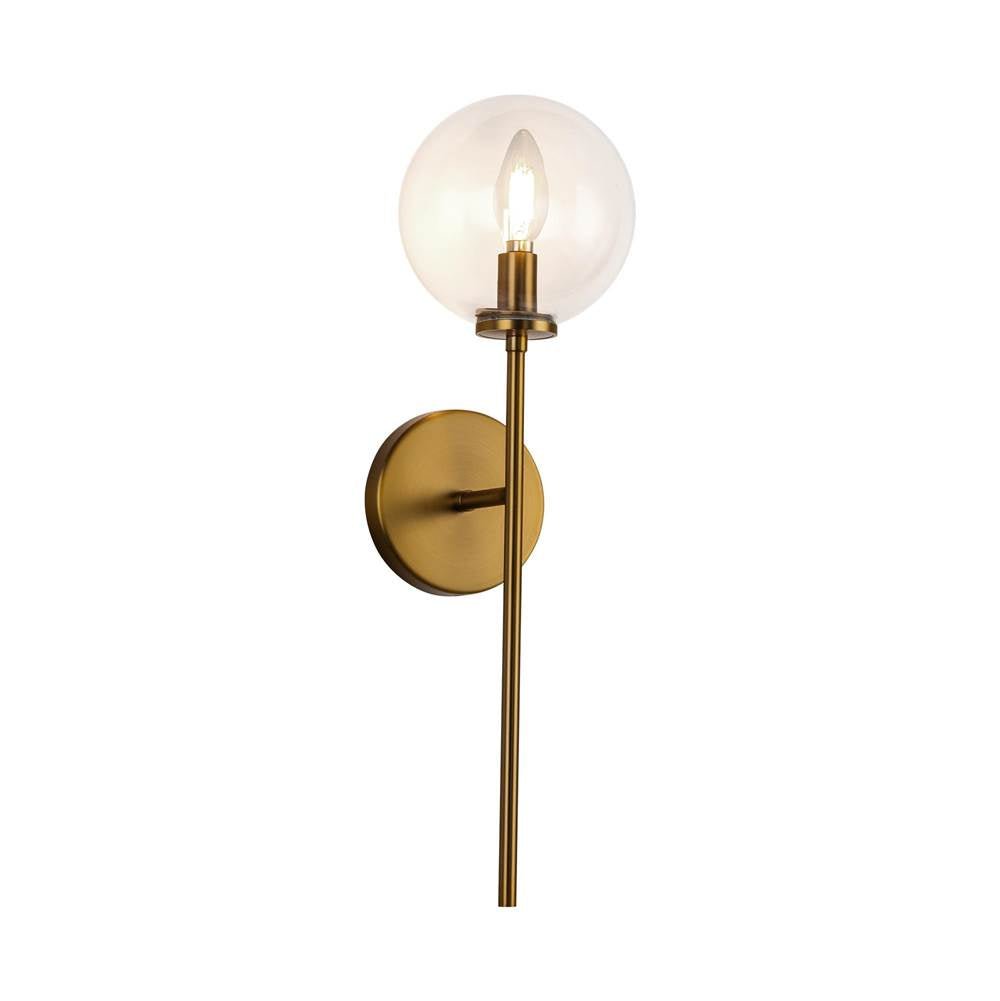 Alora Lighting WV549101AGCL Aged Gold,Clear Glass Cassia 1 Head Aged Brass/clear Glass 1 Light Wall Vanity Image 1