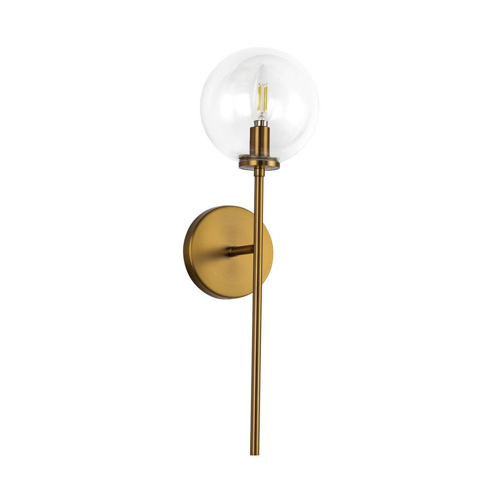 Alora Lighting Cassia 1 Head Aged Brass/clear Glass 1 Light Wall Vanity