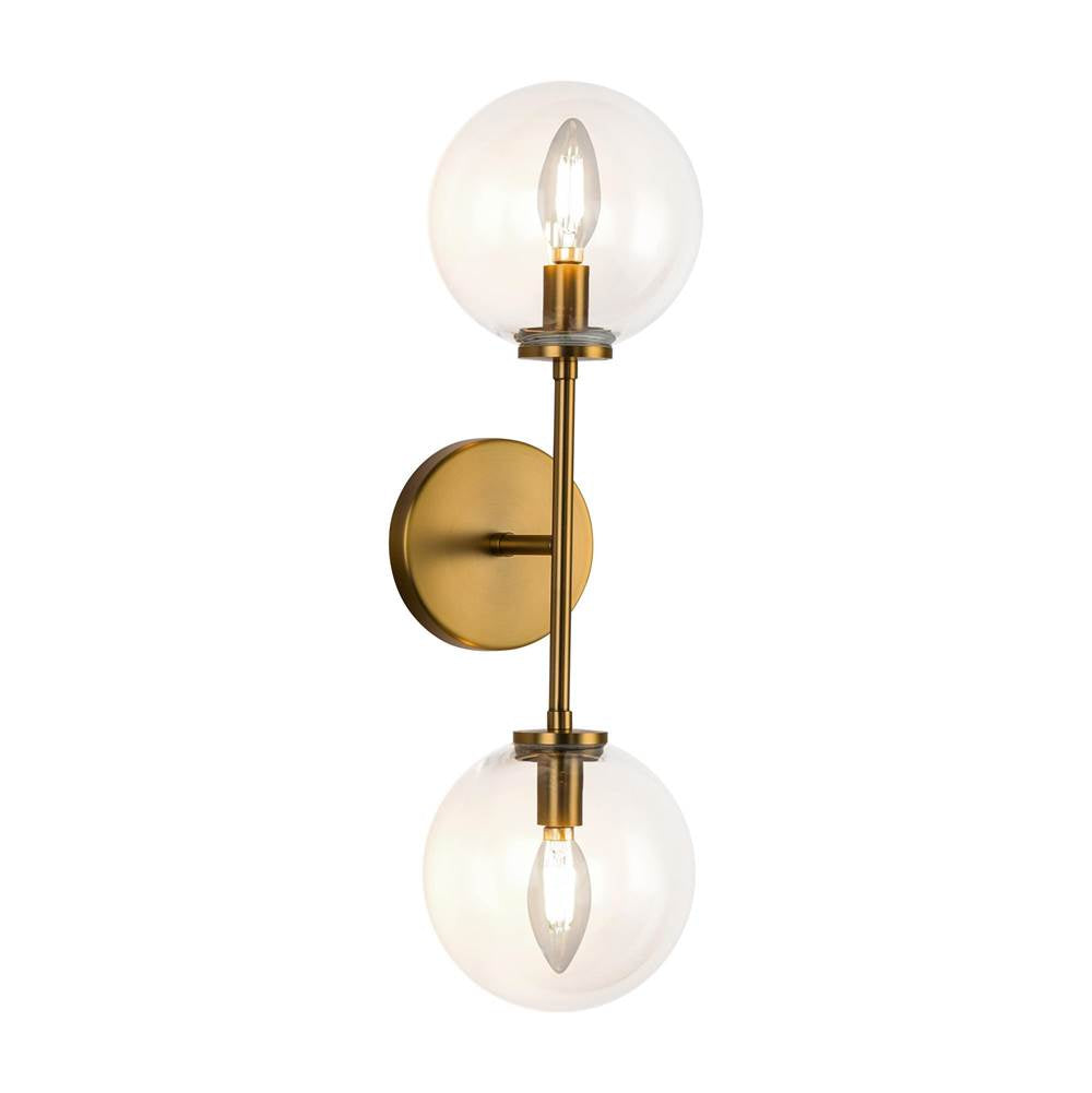 Alora Lighting WV549220AGCL Aged Gold,Clear Glass Cassia 20-in Aged Brass/clear Glass 2 Lights Wall Vanity Image 1