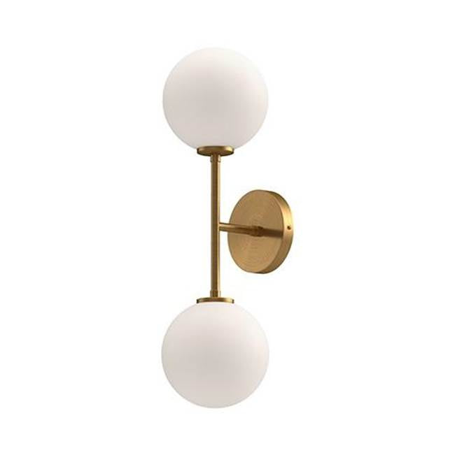 Alora Lighting Cassia 20-in Aged Brass/clear Glass 2 Lights Wall Vanity